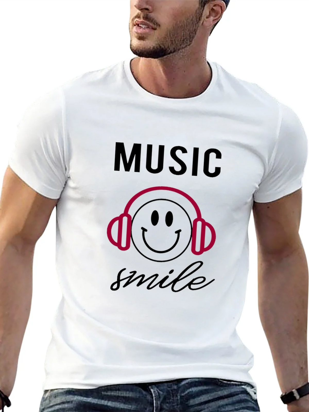 Music Smile Graphic Black T-Shirt product image 12