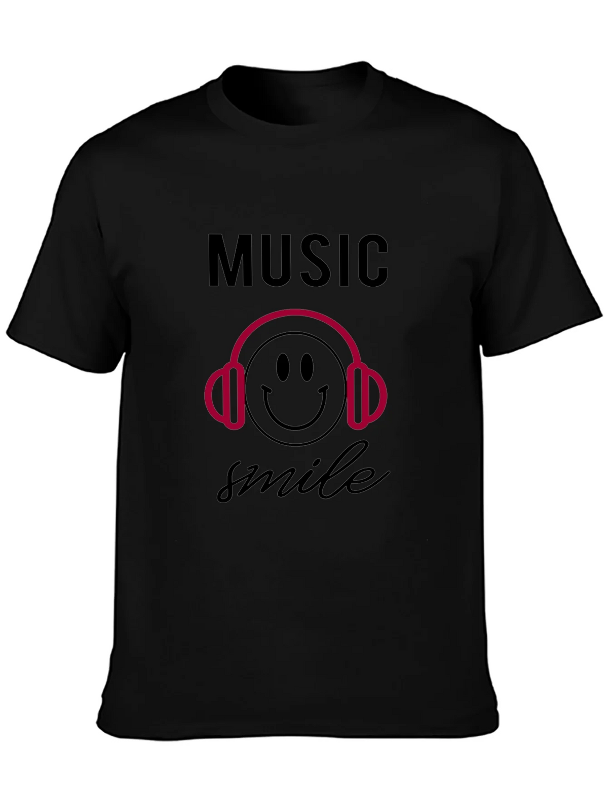 Music Smile Graphic Black T-Shirt product image 3