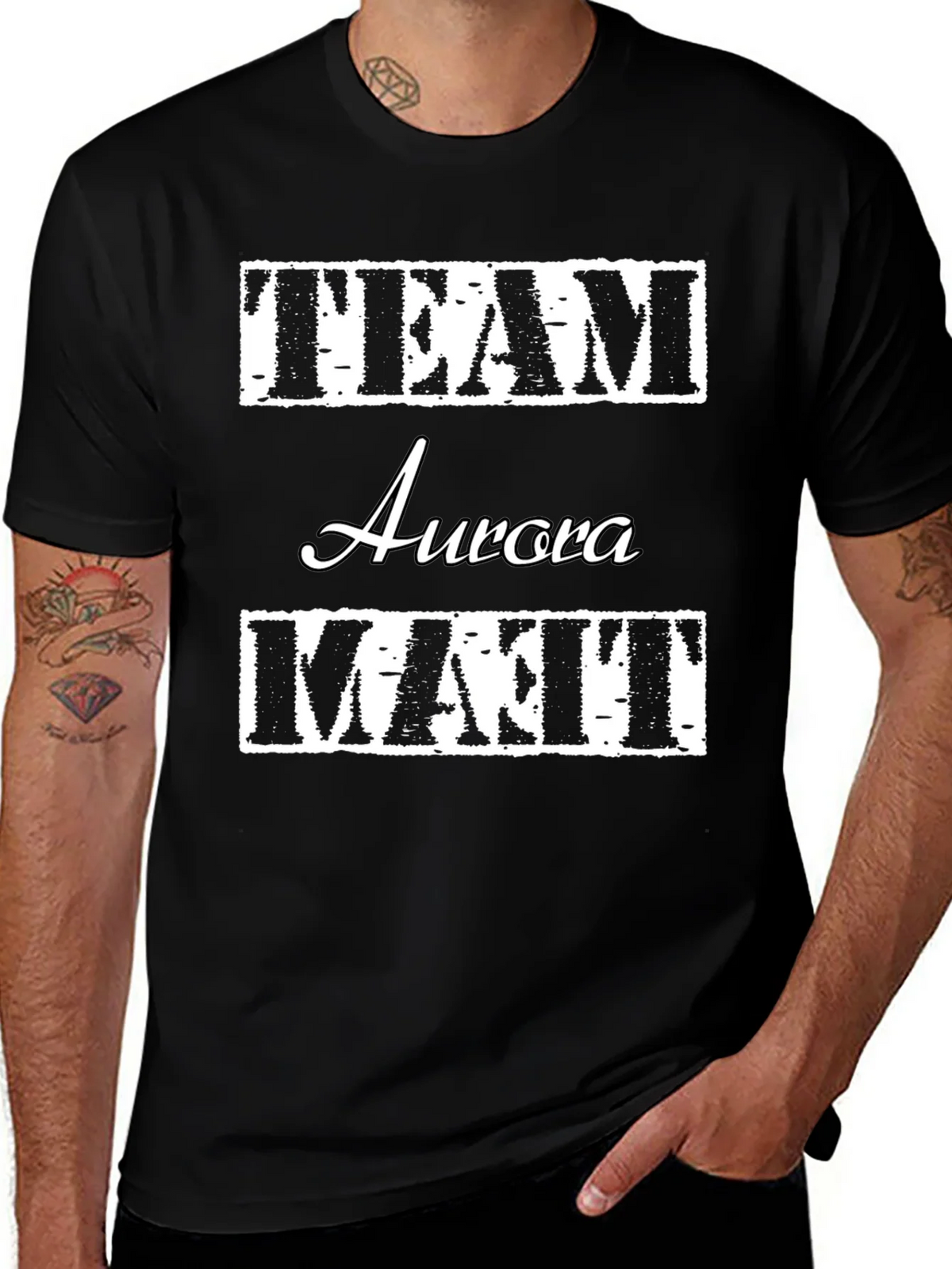 Team Aurora Matt T-Shirt Black Crew Neck Cotton product image 1