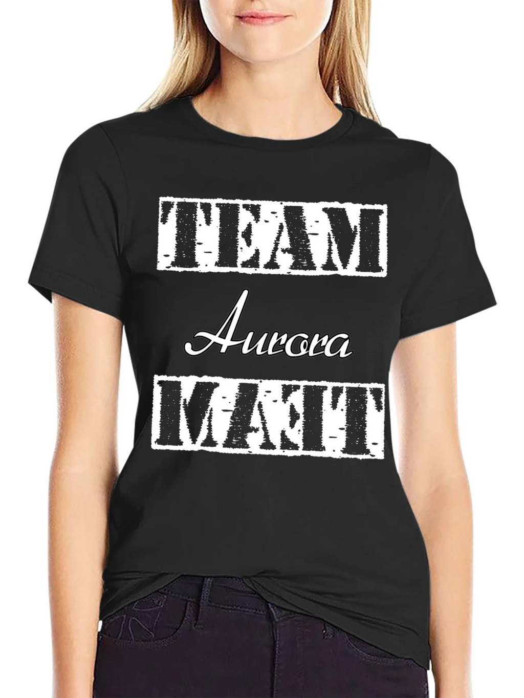 Team Aurora Matt T-Shirt Black Crew Neck Cotton product image 2