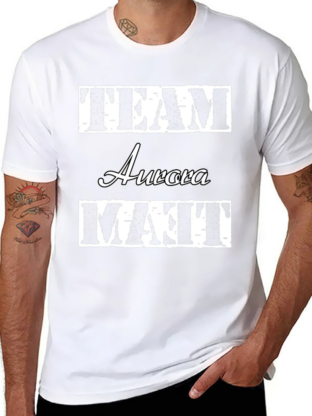 Team Aurora Matt T-Shirt Black Crew Neck Cotton product image 7