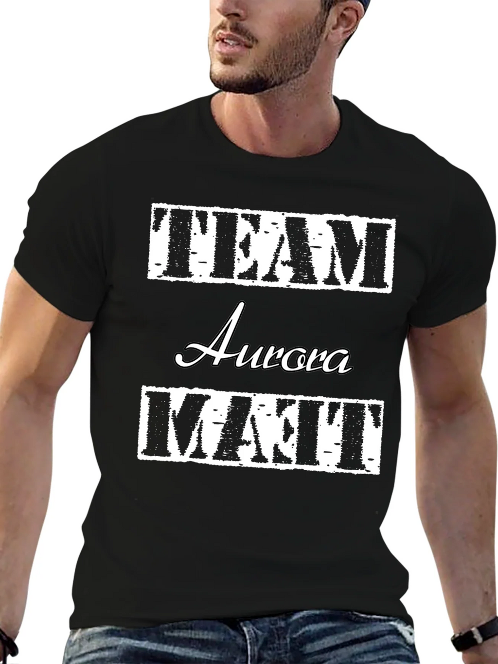 Team Aurora Matt T-Shirt Black Crew Neck Cotton product image 6