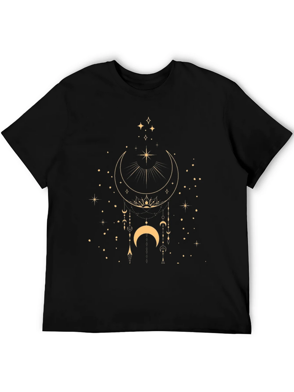 Celestial Moon & Stars Graphic Black T-Shirt product image 5