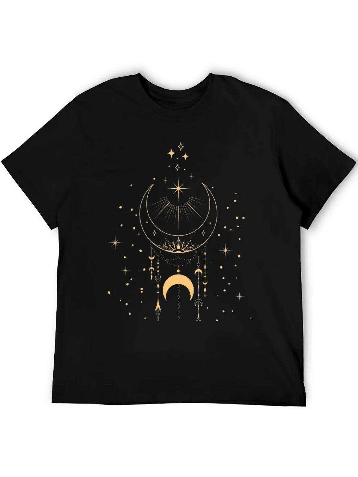 Celestial Moon & Stars Graphic Black T-Shirt product image 5