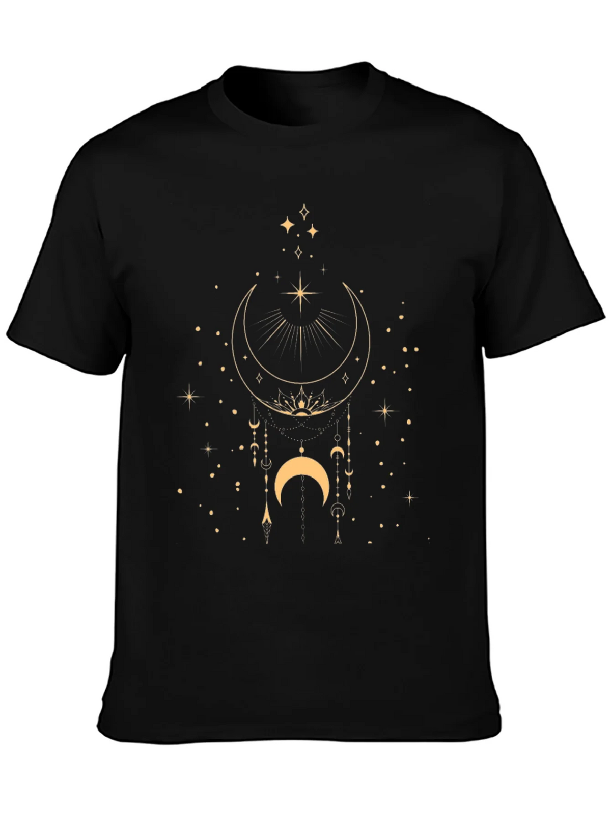 Celestial Moon & Stars Graphic Black T-Shirt product image 3