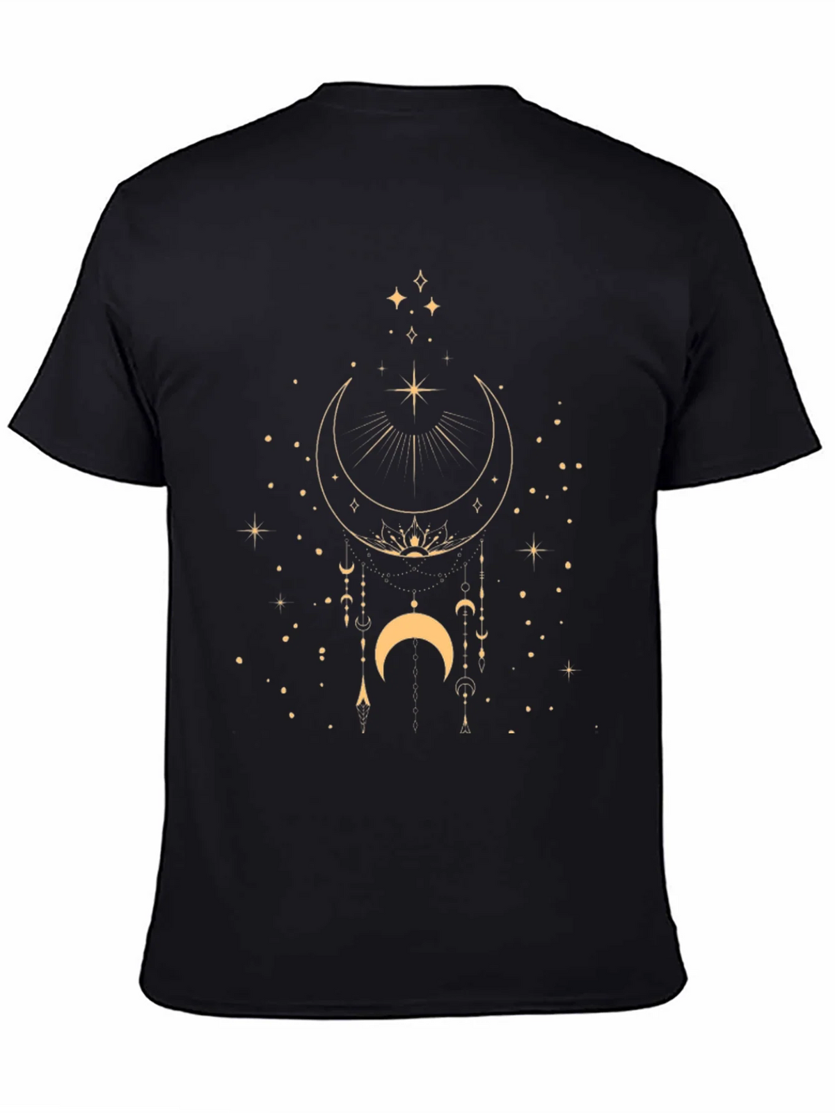 Celestial Moon & Stars Graphic Black T-Shirt product image 4