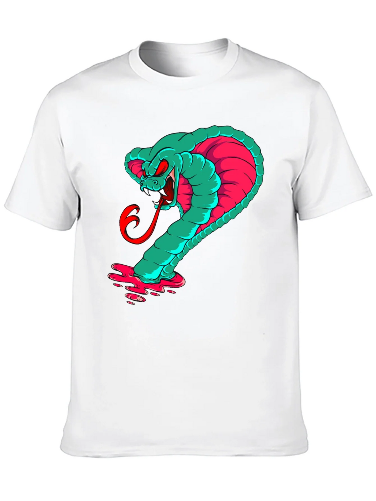 Mens Graphic Cobra T-Shirt - Teal & Pink Snake product image 5