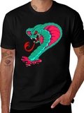 Mens Graphic Cobra T-Shirt - Teal & Pink Snake product image 1