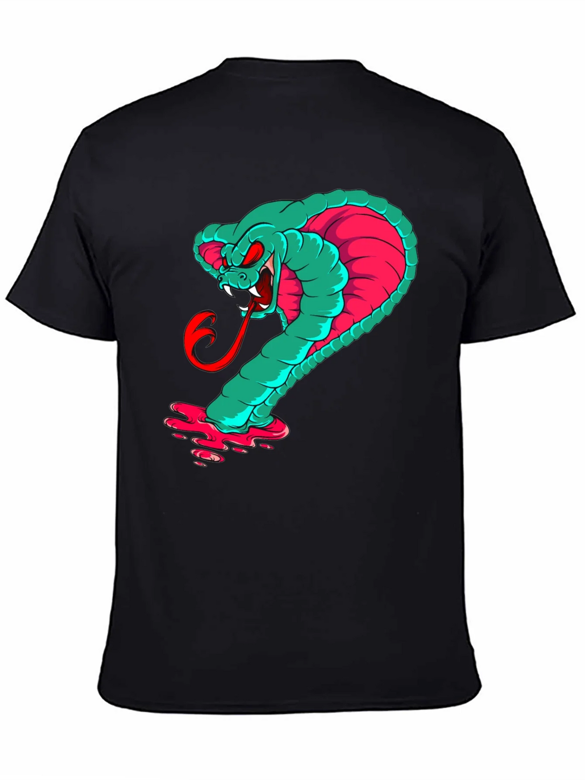 Mens Graphic Cobra T-Shirt - Teal & Pink Snake product image 2