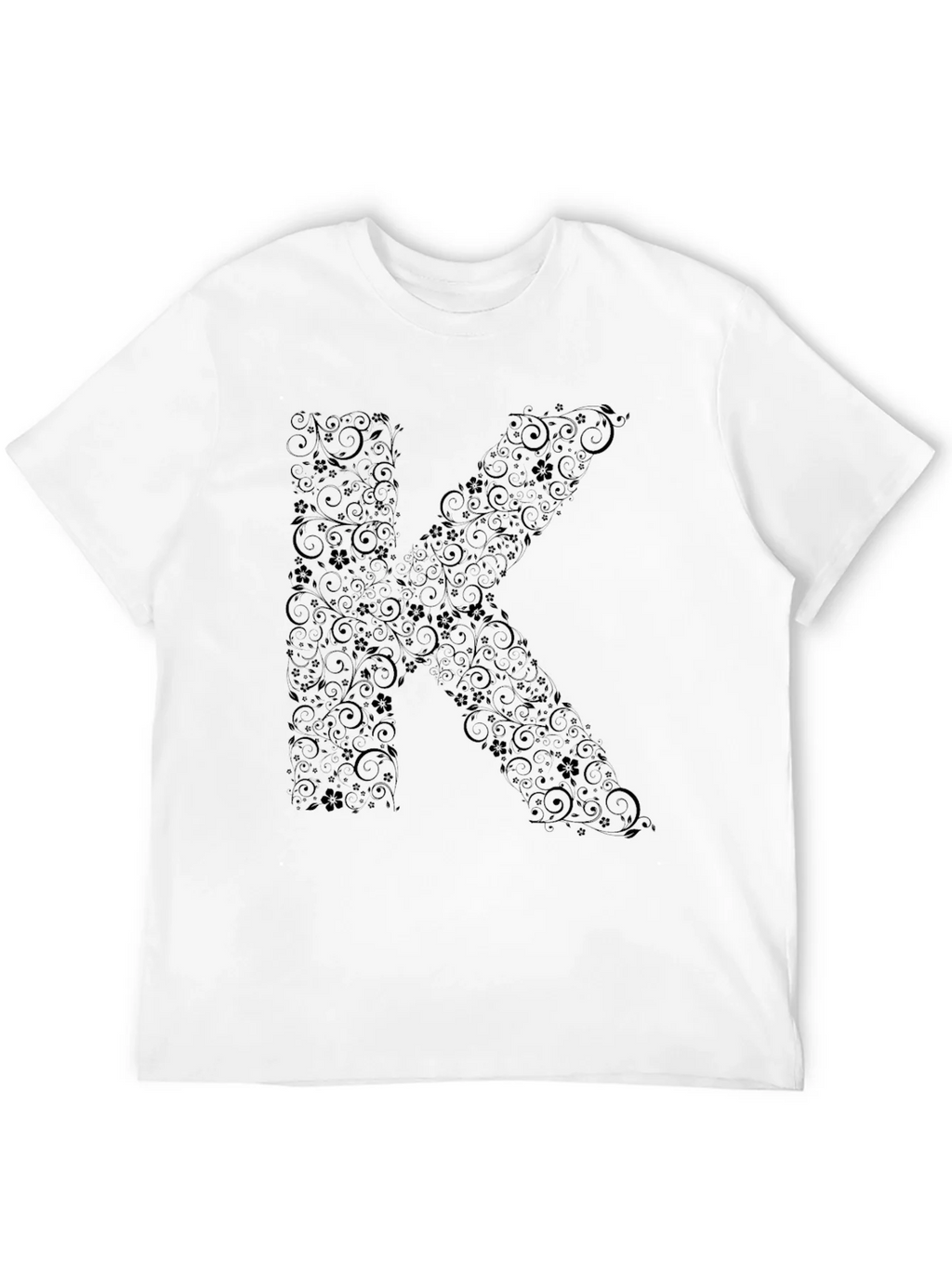 Floral Letter K Black T-Shirt product image 11