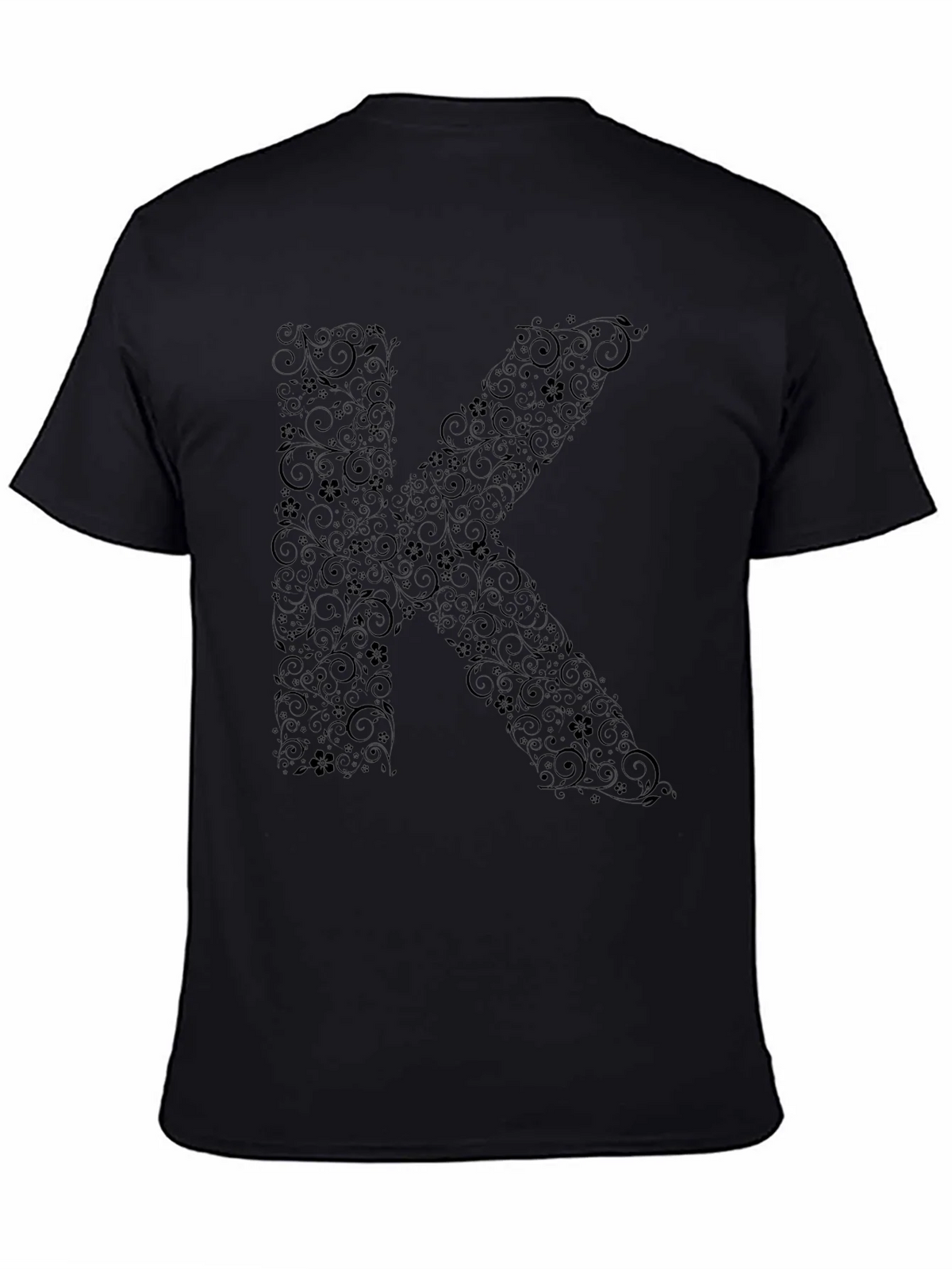 Floral Letter K Black T-Shirt product image 4