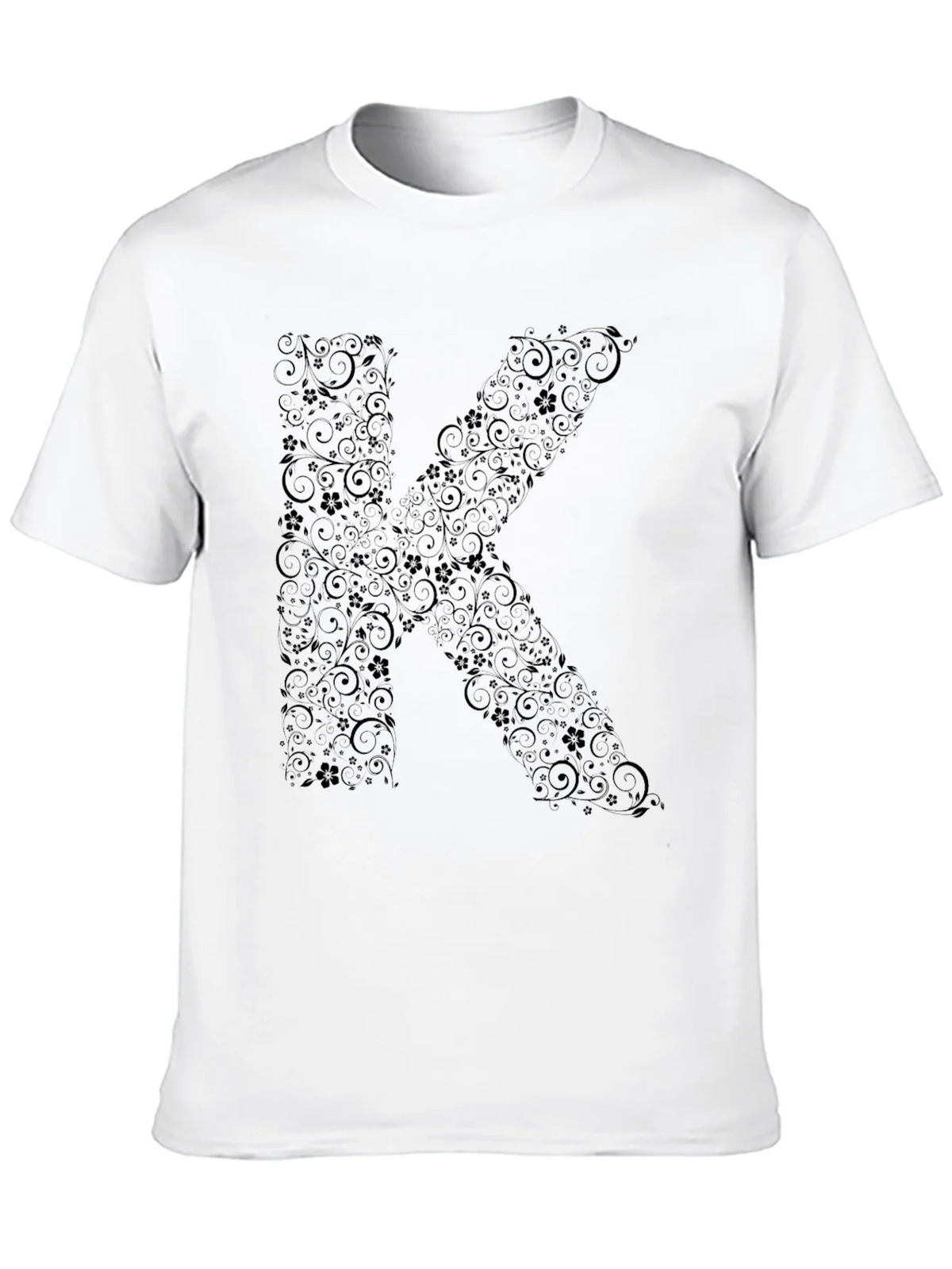 Floral Letter K Black T-Shirt product image 9