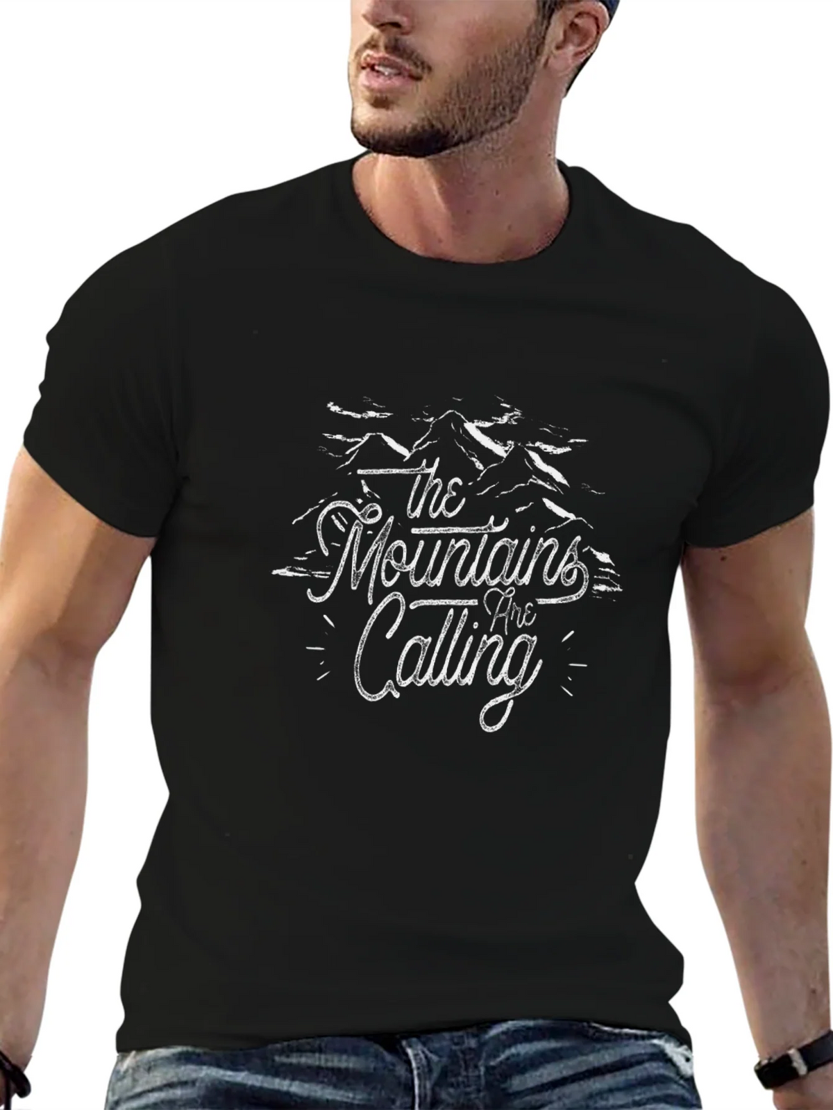 Mountains are Calling Graphic Tee - Black Cotton product image 6
