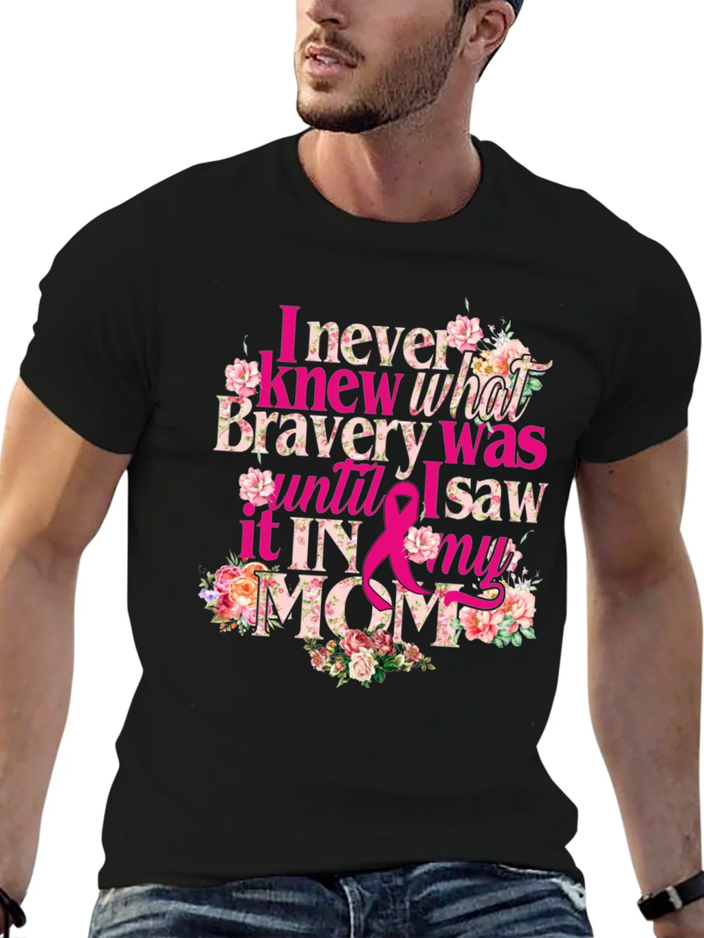Bravery in My Mom Breast Cancer Awareness T-Shirt product image 6