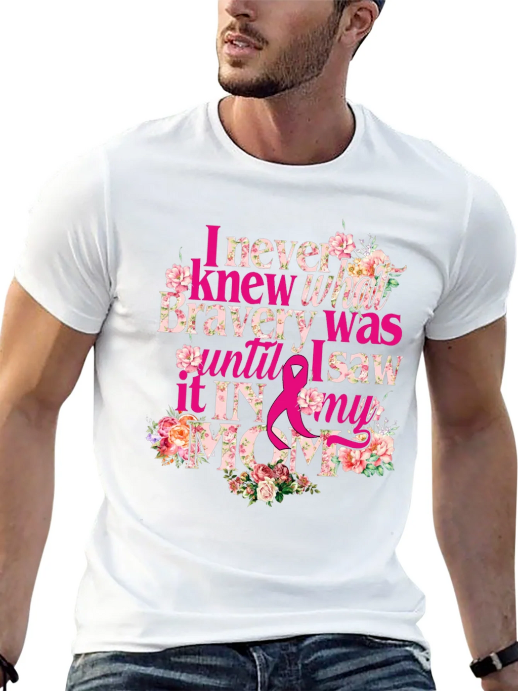 Bravery in My Mom Breast Cancer Awareness T-Shirt product image 12