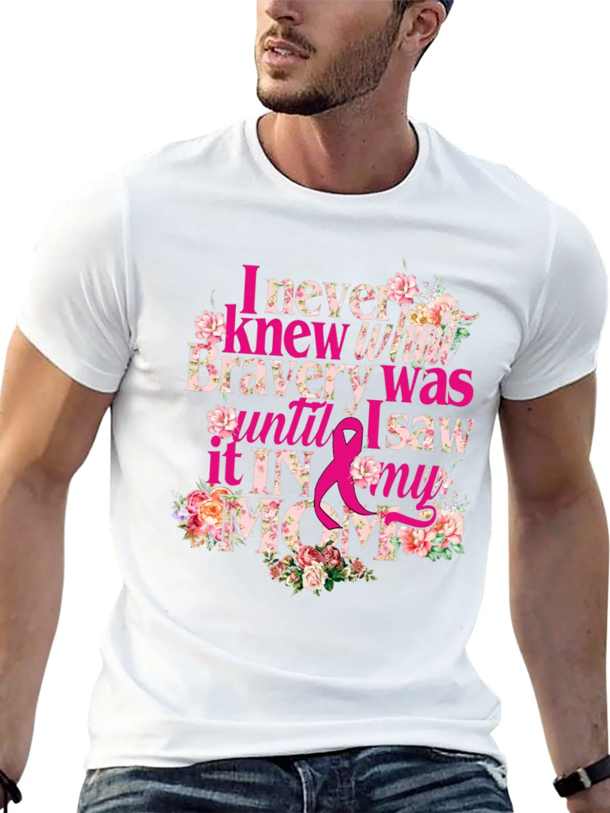 Bravery in My Mom Breast Cancer Awareness T-Shirt product image 12