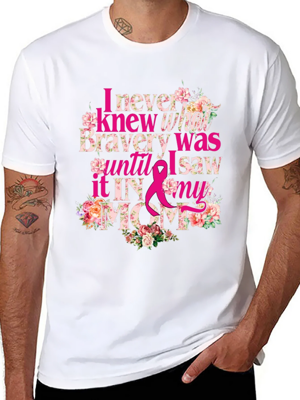 Bravery in My Mom Breast Cancer Awareness T-Shirt product image 7