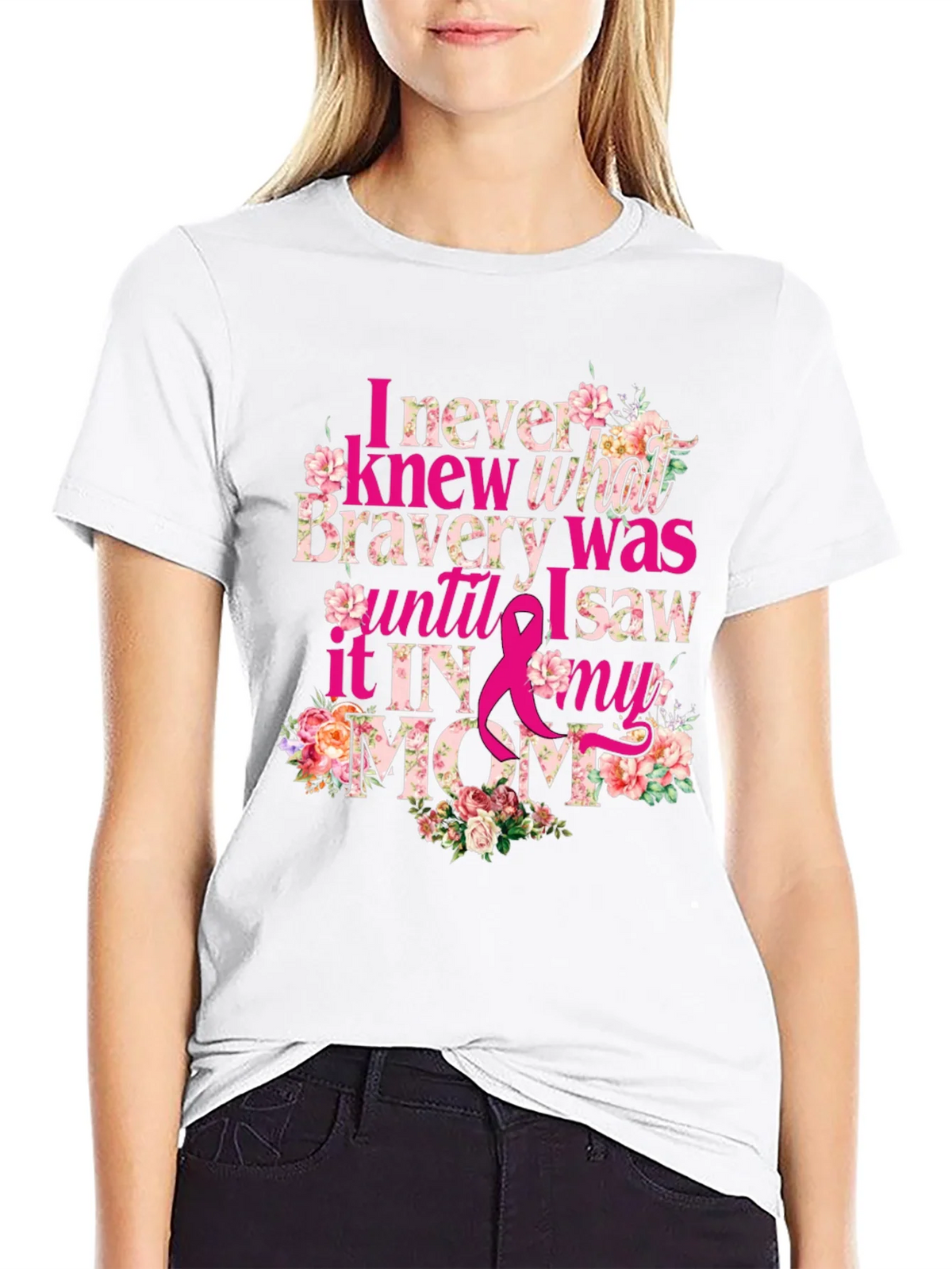 Bravery in My Mom Breast Cancer Awareness T-Shirt product image 8