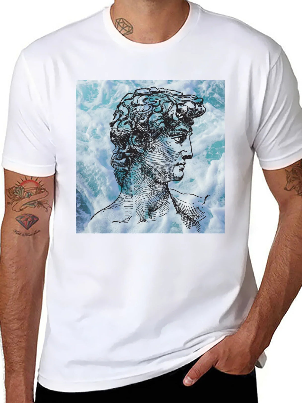David Statue Graphic Tee - Black Cotton Blend product image 5