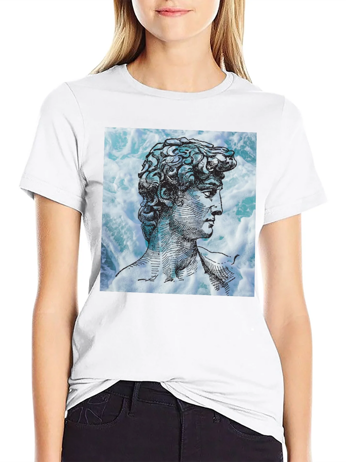 David Statue Graphic Tee - Black Cotton Blend product image 6