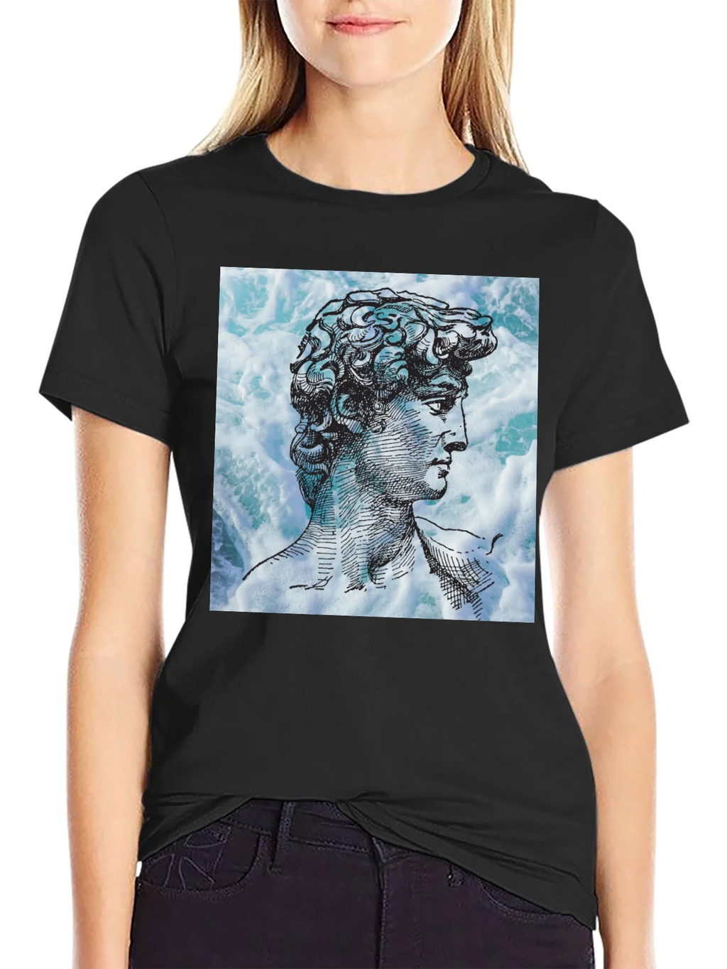 David Statue Graphic Tee - Black Cotton Blend product image 2