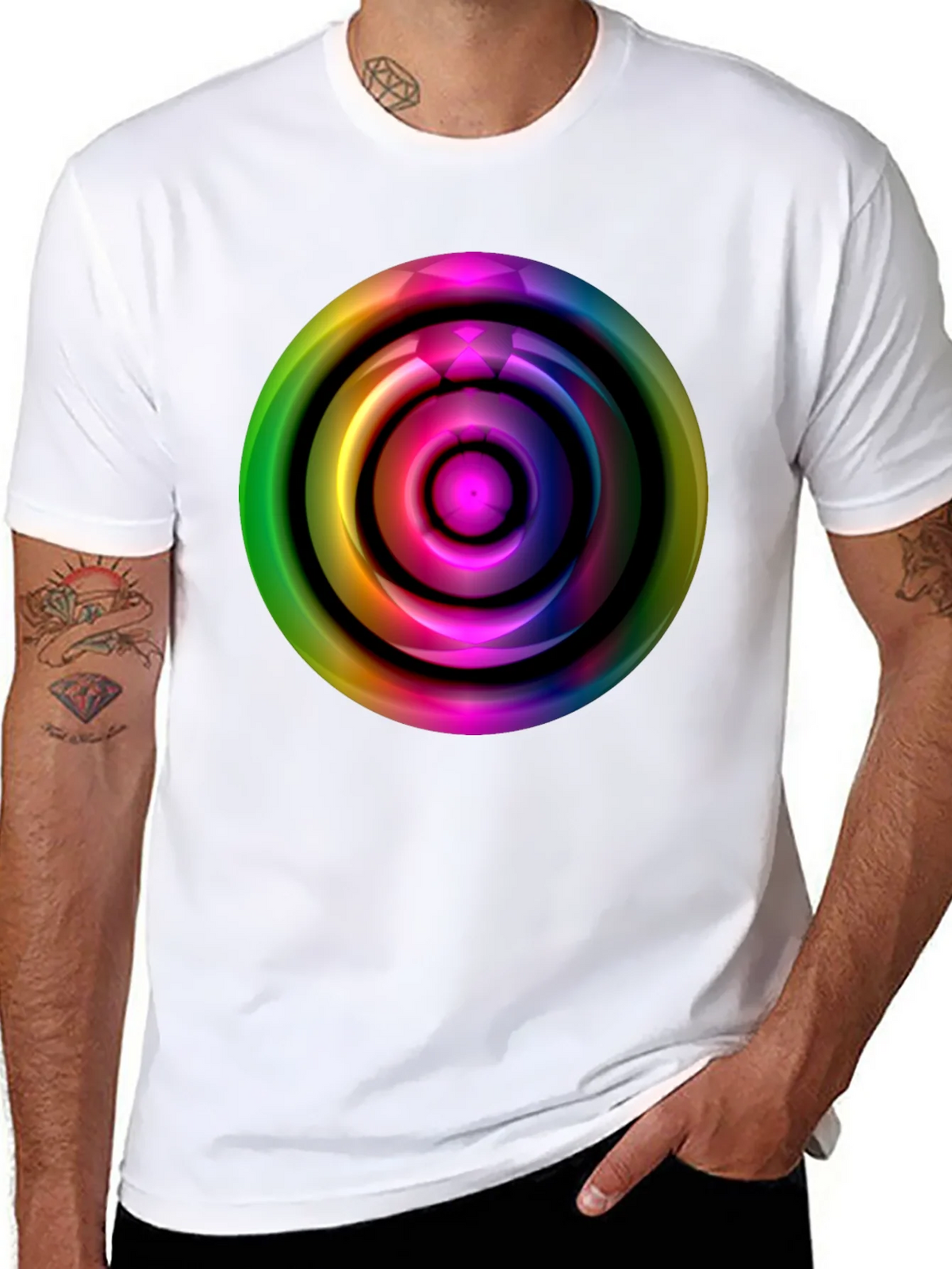 Colorful Abstract Circle Graphic Tee product image 7