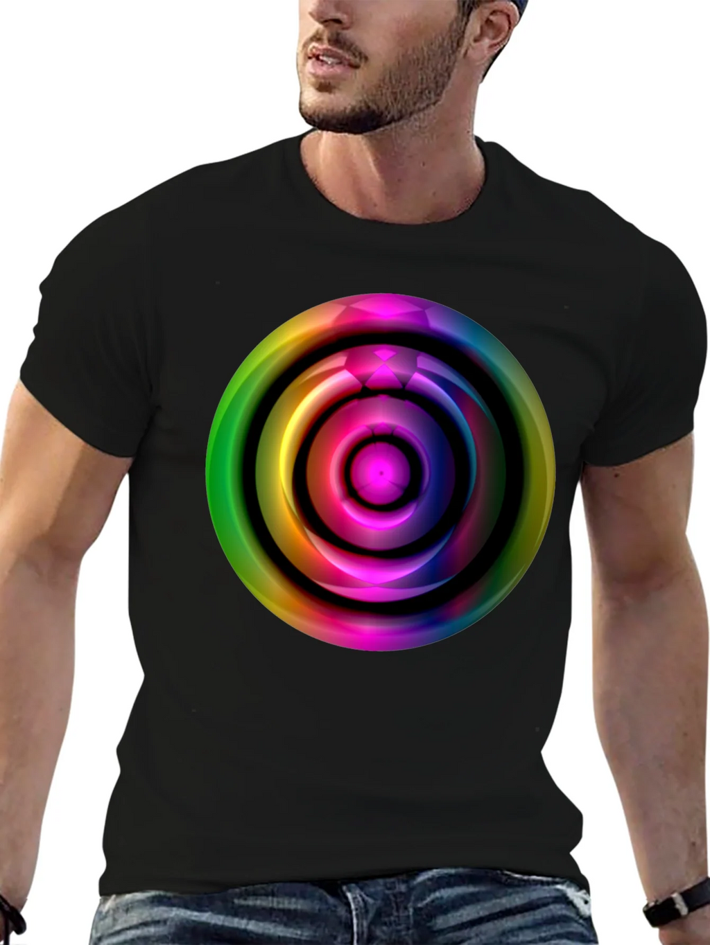 Colorful Abstract Circle Graphic Tee product image 6