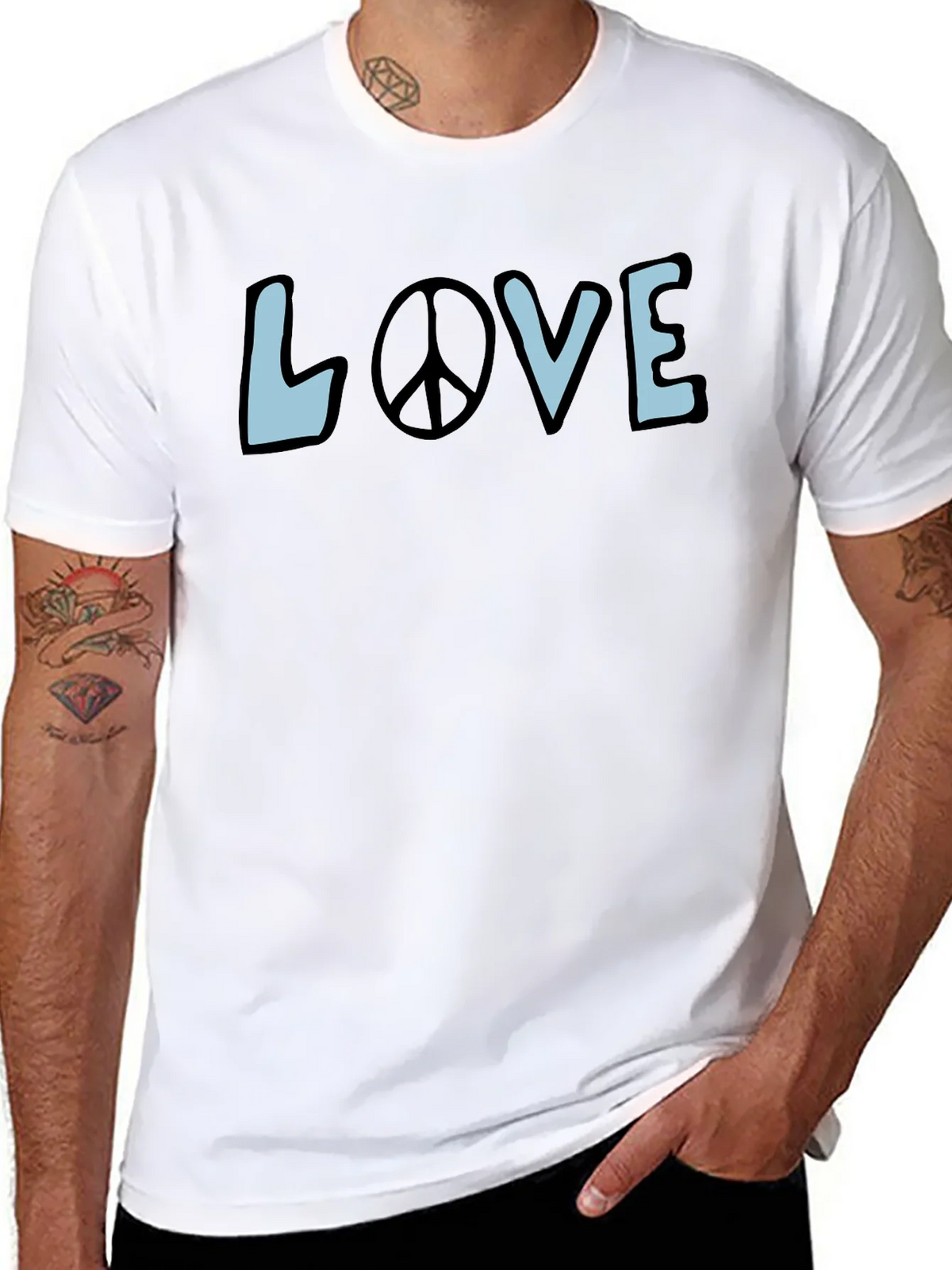 Love & Peace Graphic Tee - Black Short Sleeve Shirt product image 7