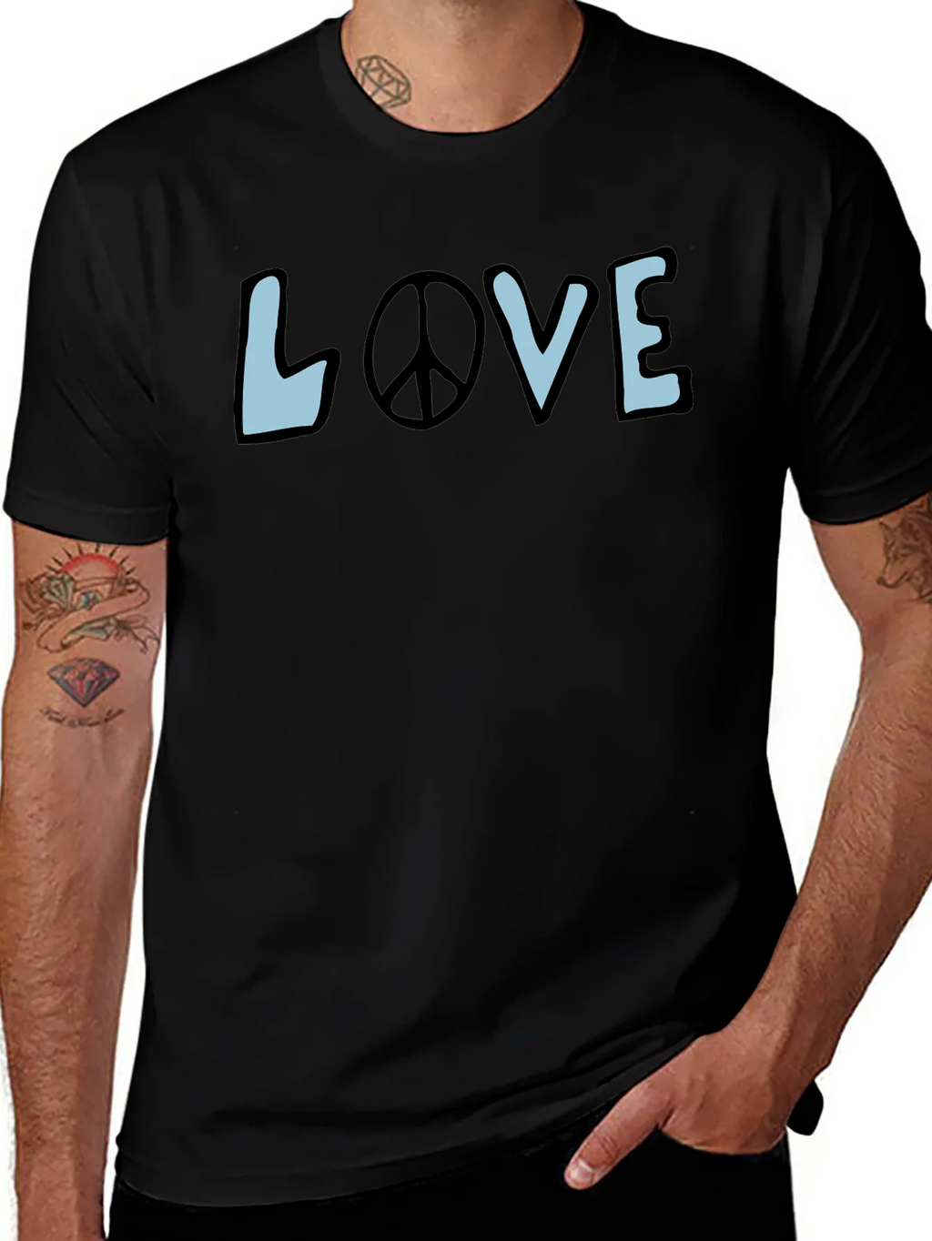 Love & Peace Graphic Tee - Black Short Sleeve Shirt product image 1