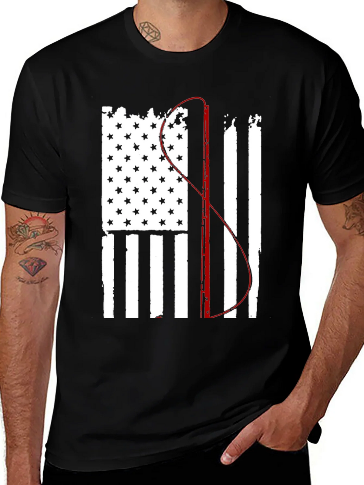 Fishing Flag Graphic Tee - Patriotic Angler product image 1