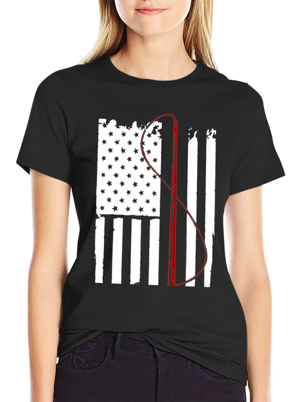Fishing Flag Graphic Tee - Patriotic Angler product image 2