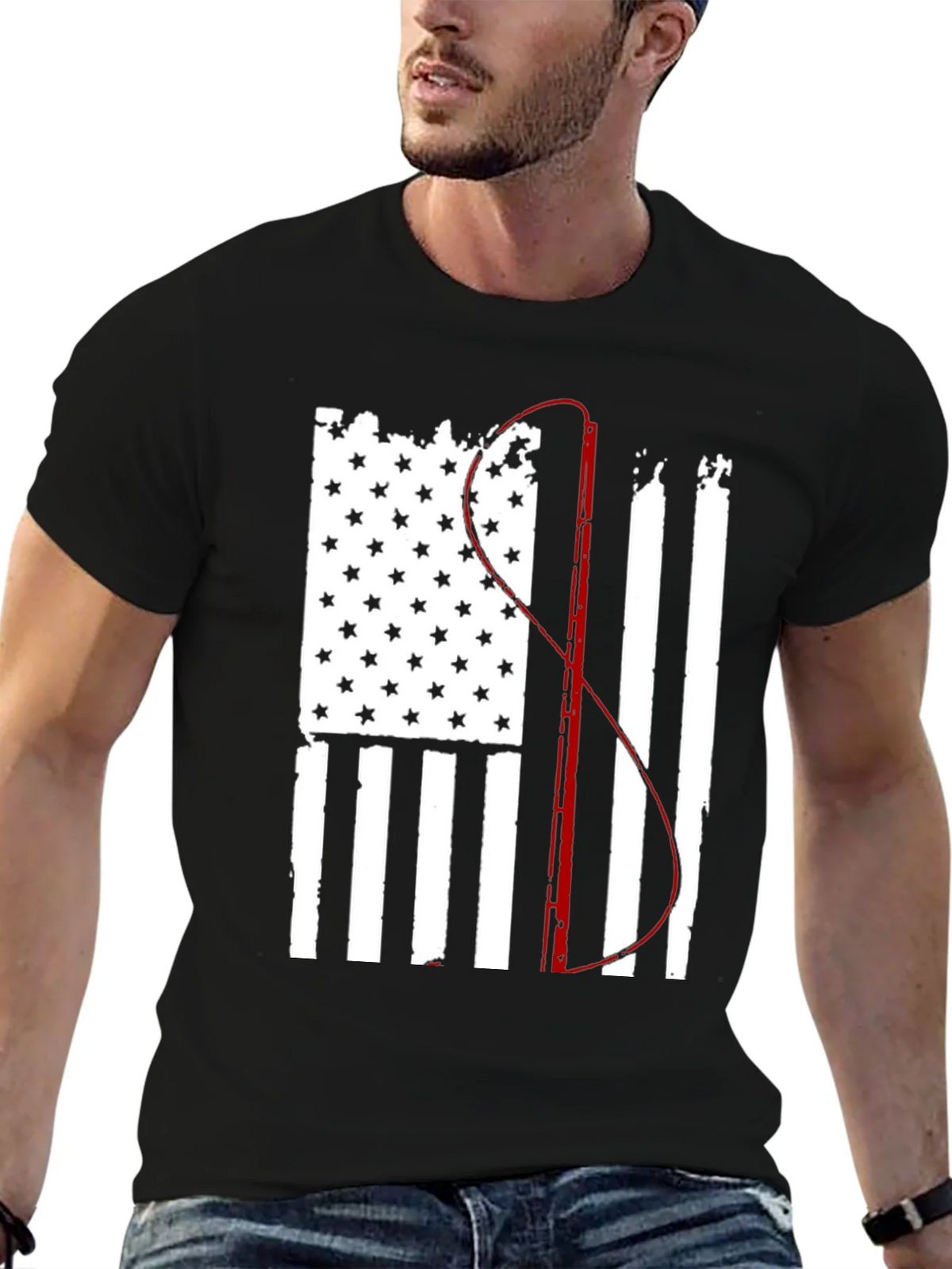 Fishing Flag Graphic Tee - Patriotic Angler product image 5