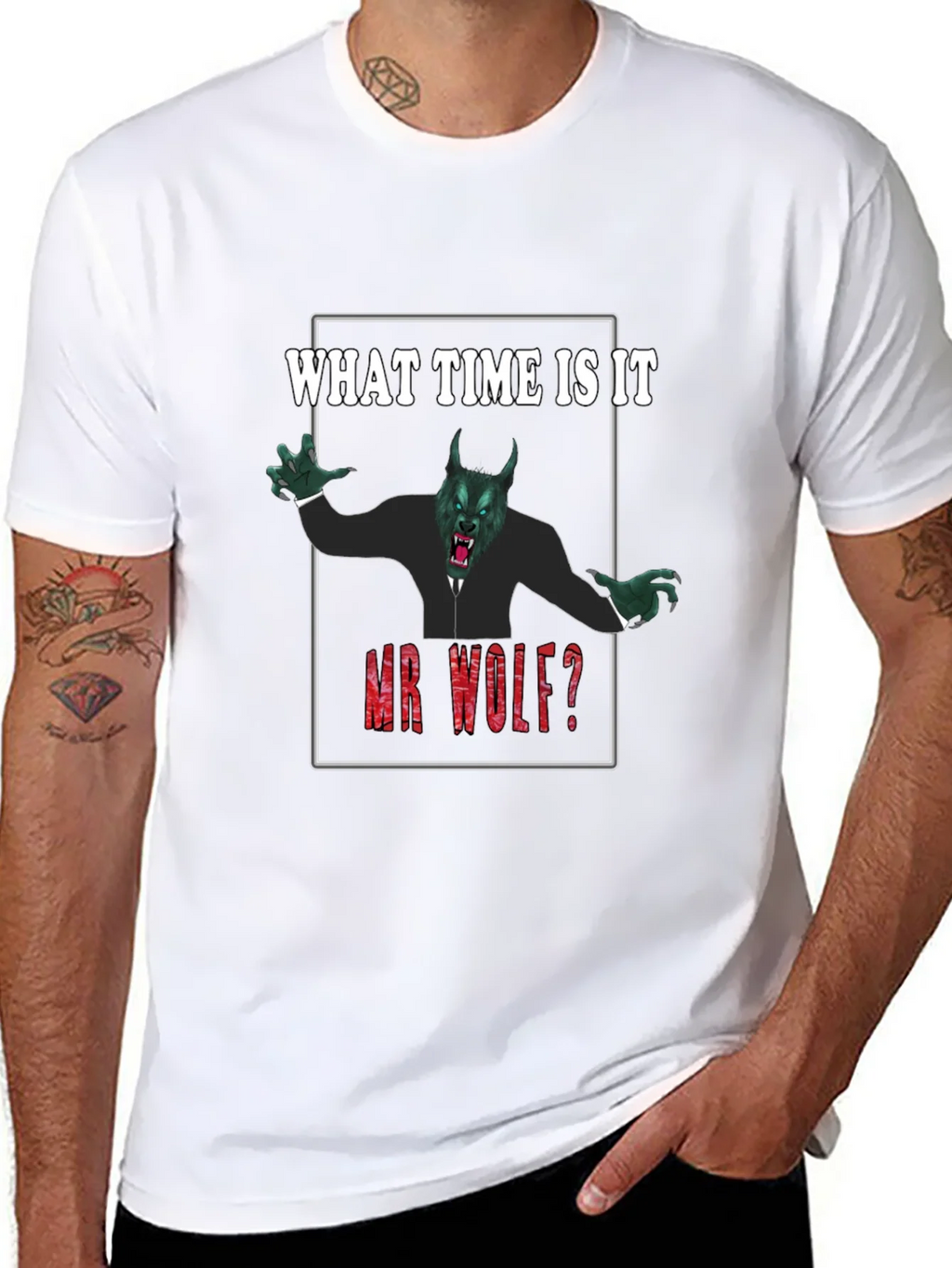 What Time Is It Mr. Wolf? Funny Graphic Tee product image 7