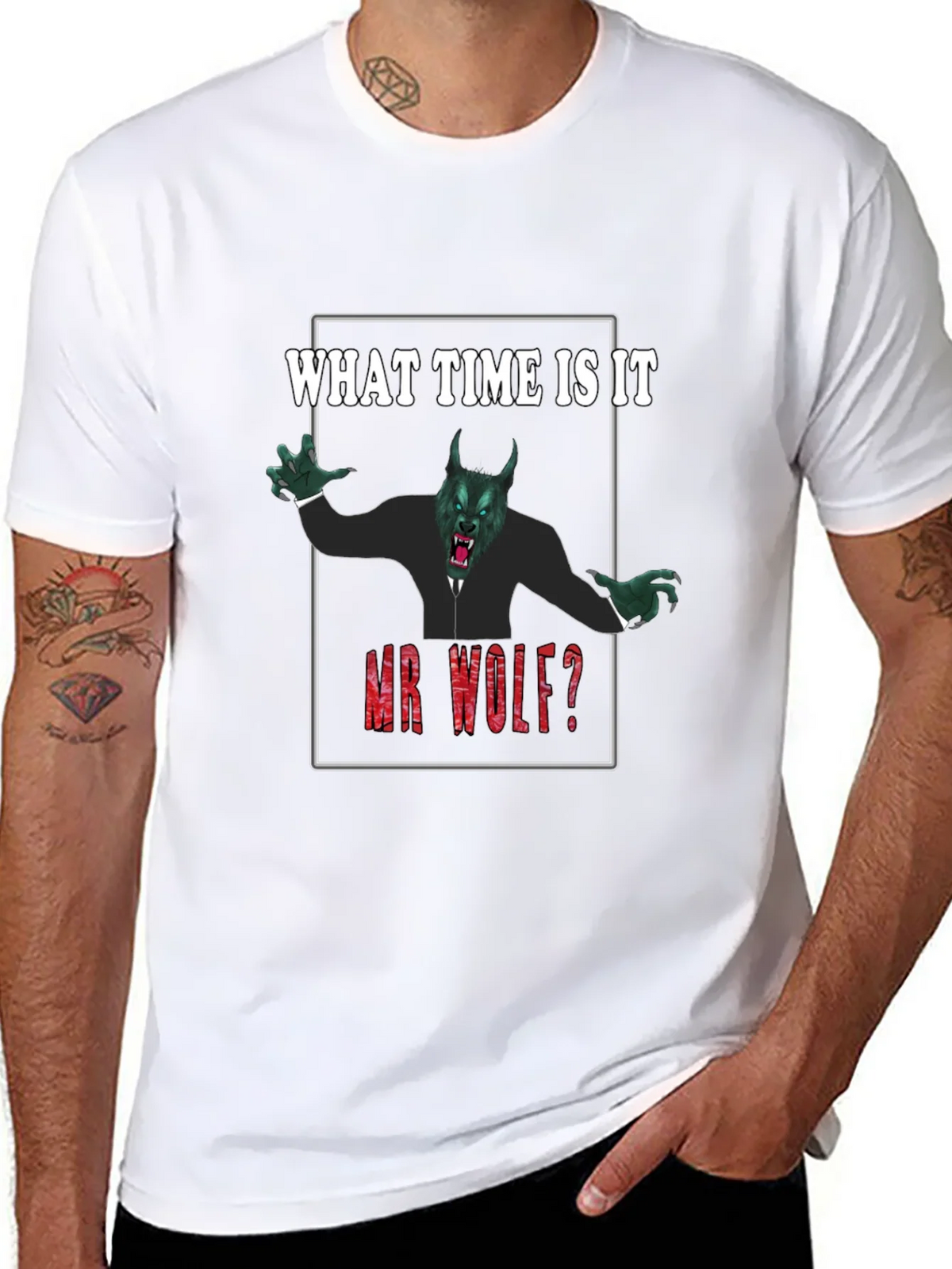 What Time Is It Mr. Wolf? Funny Graphic Tee product image 7