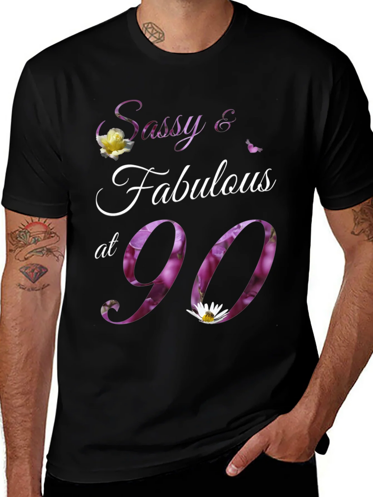 Sassy & Fabulous at 90 Floral Birthday T-Shirt product image 1