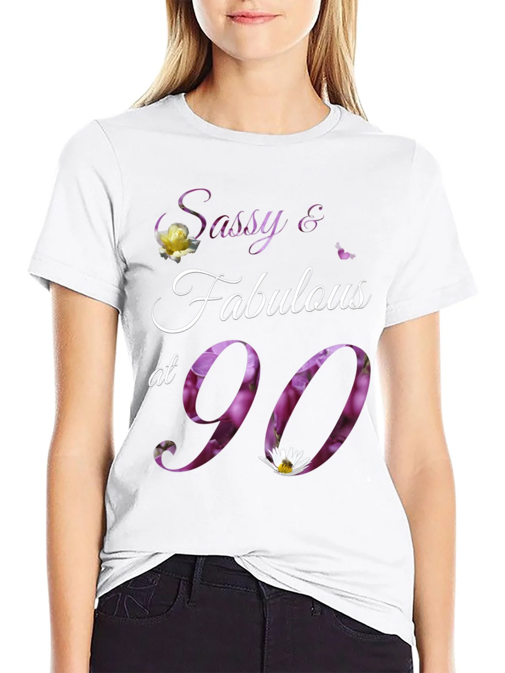 Sassy & Fabulous at 90 Floral Birthday T-Shirt product image 8