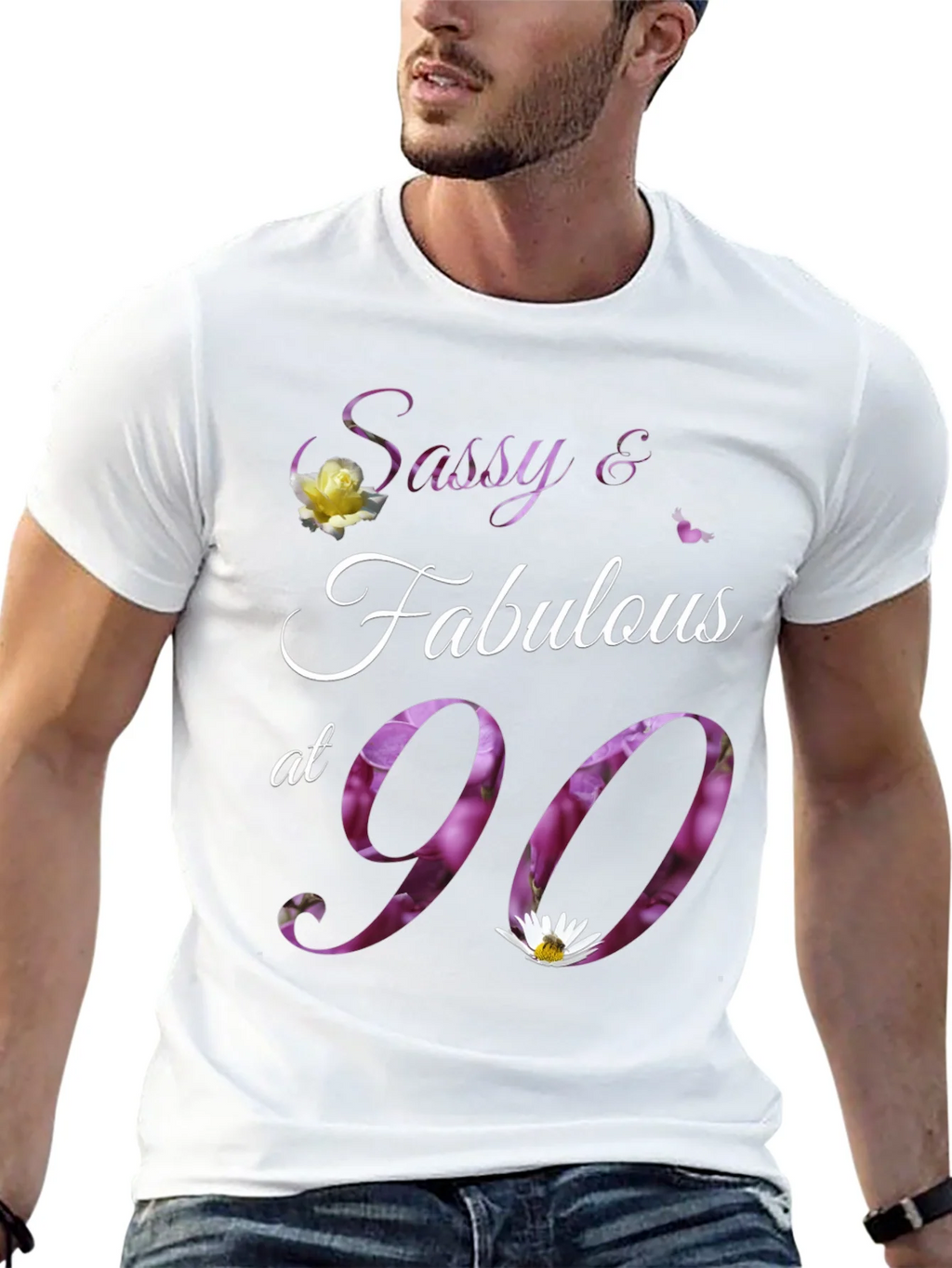 Sassy & Fabulous at 90 Floral Birthday T-Shirt product image 12