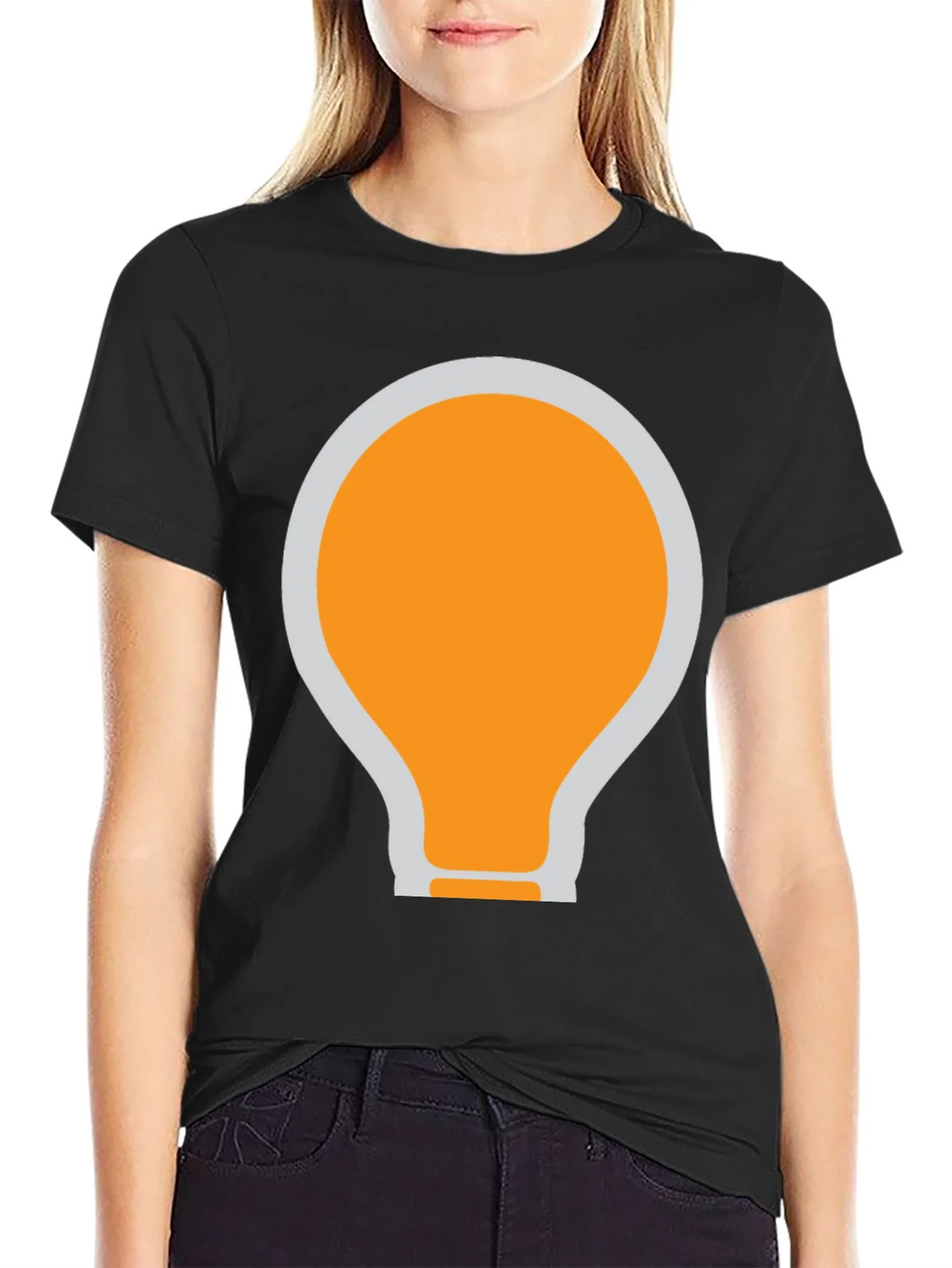 Black T-Shirt with Light Bulb Graphic product image 2