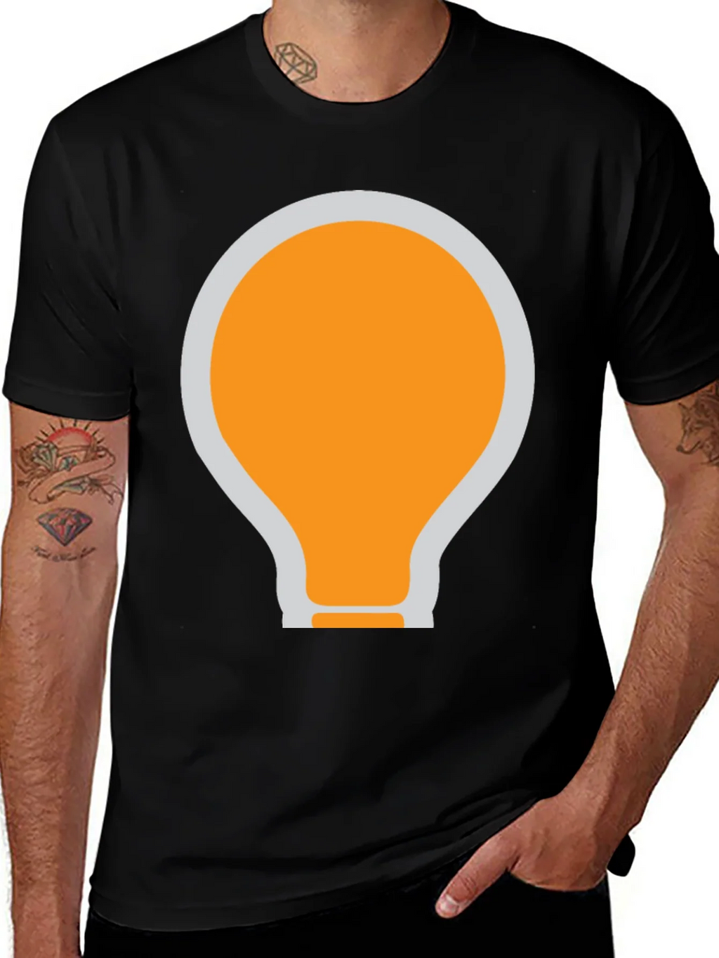 Black T-Shirt with Light Bulb Graphic product image 1