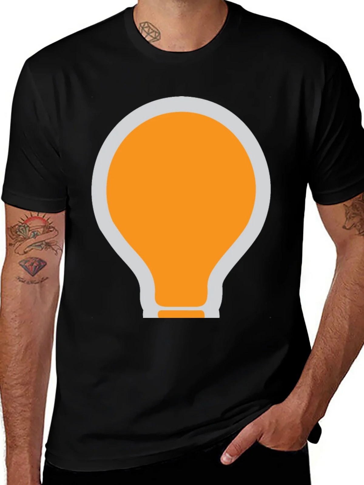 Black T-Shirt with Light Bulb Graphic product image 1