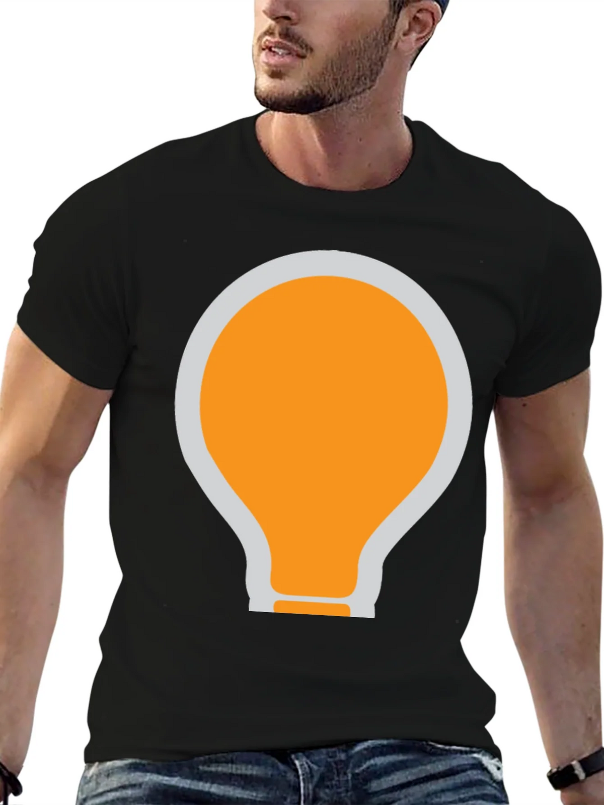 Black T-Shirt with Light Bulb Graphic product image 6