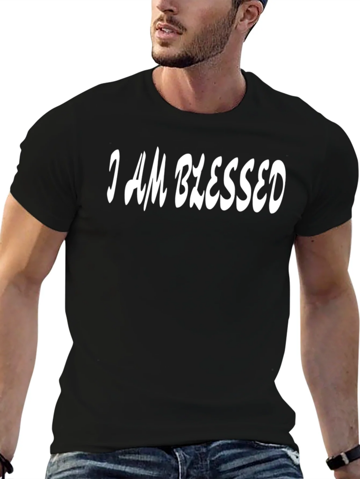 I AM BLESSED Black T-Shirt product image 1
