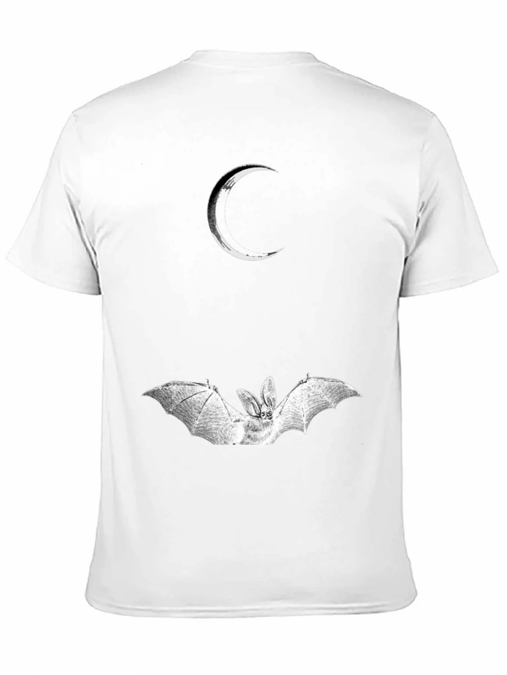 Crescent Moon and Bat Graphic Black T-Shirt product image 10