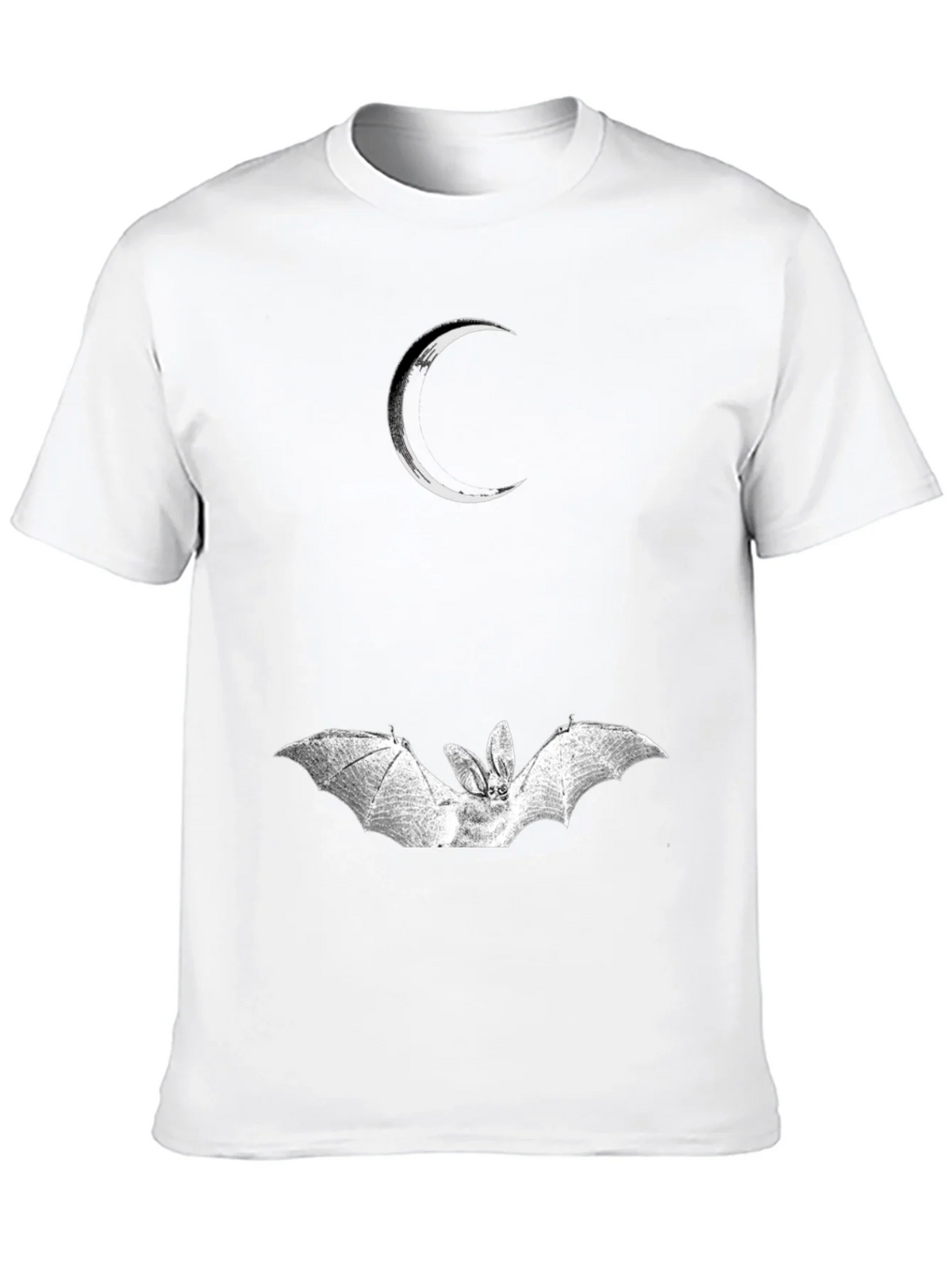 Crescent Moon and Bat Graphic Black T-Shirt product image 9