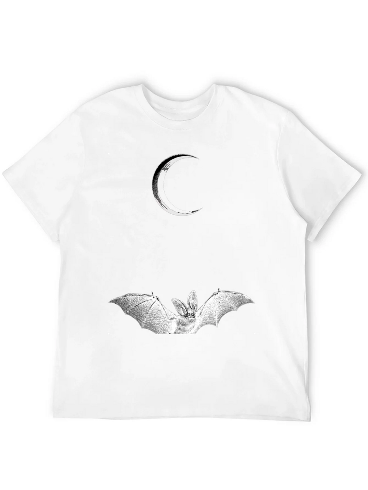 Crescent Moon and Bat Graphic Black T-Shirt product image 11