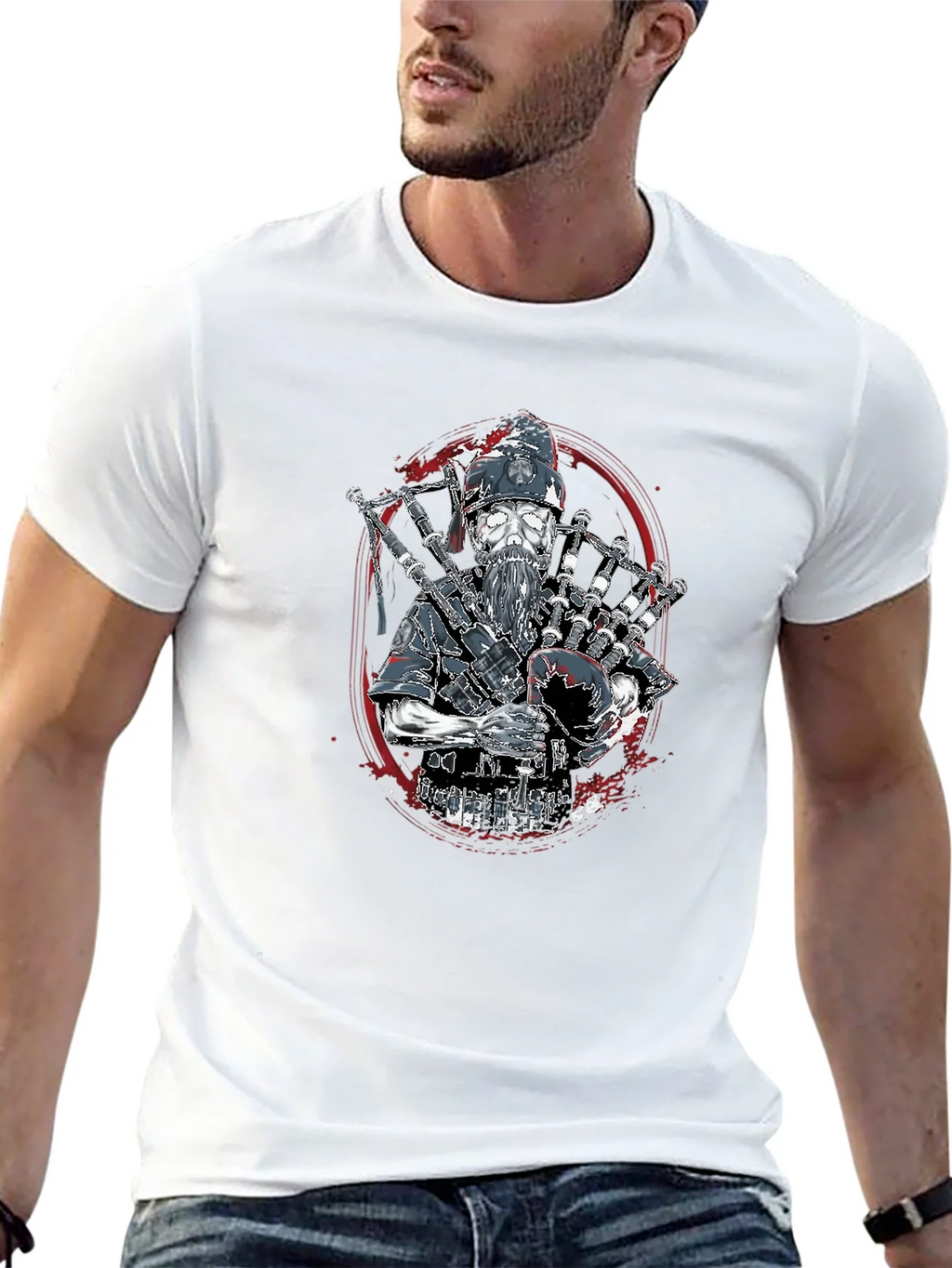 Bagpiper Skeleton T-Shirt - Black product image 5