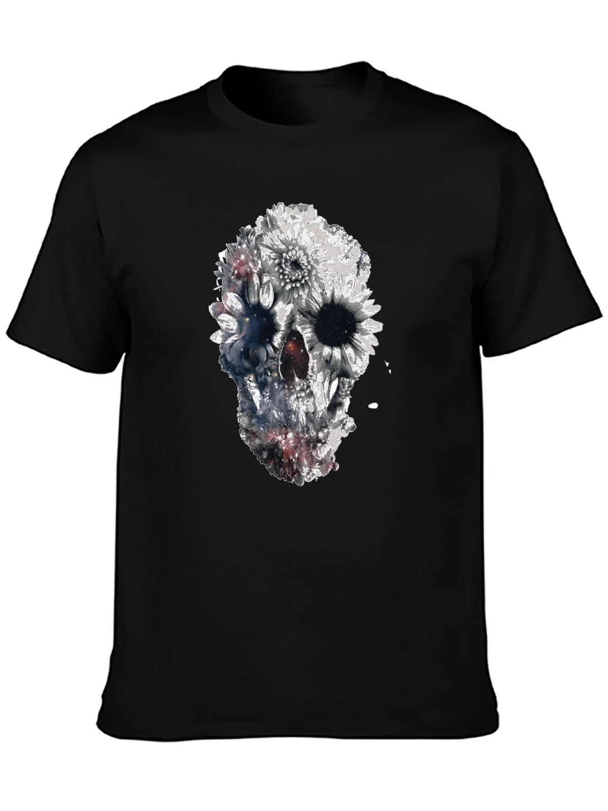 Floral Skull Graphic Black T-Shirt product image 3