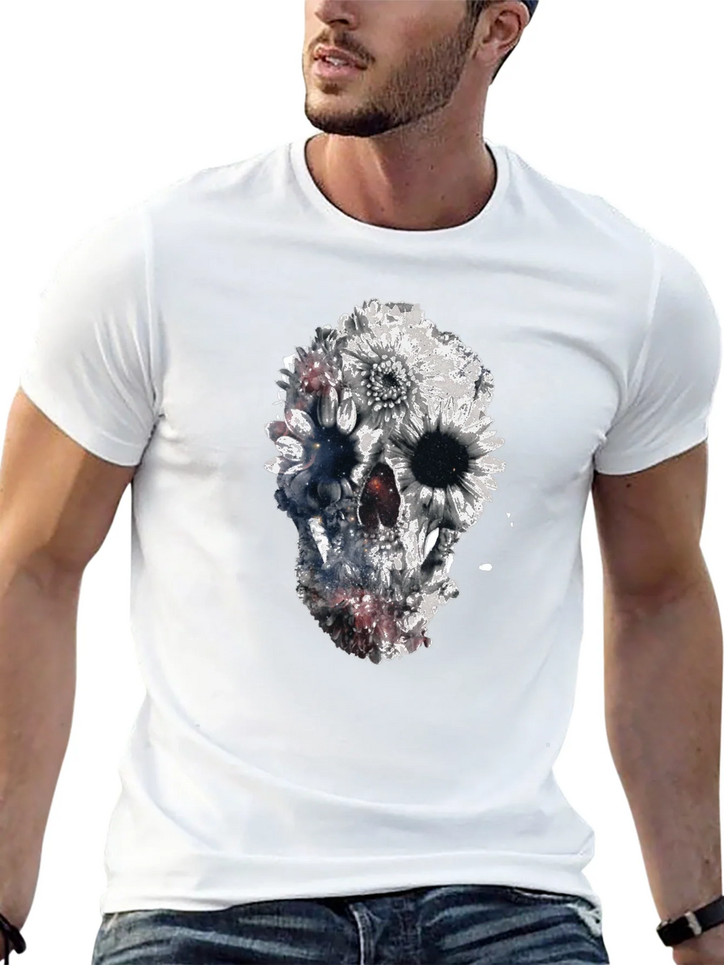 Floral Skull Graphic Black T-Shirt product image 12