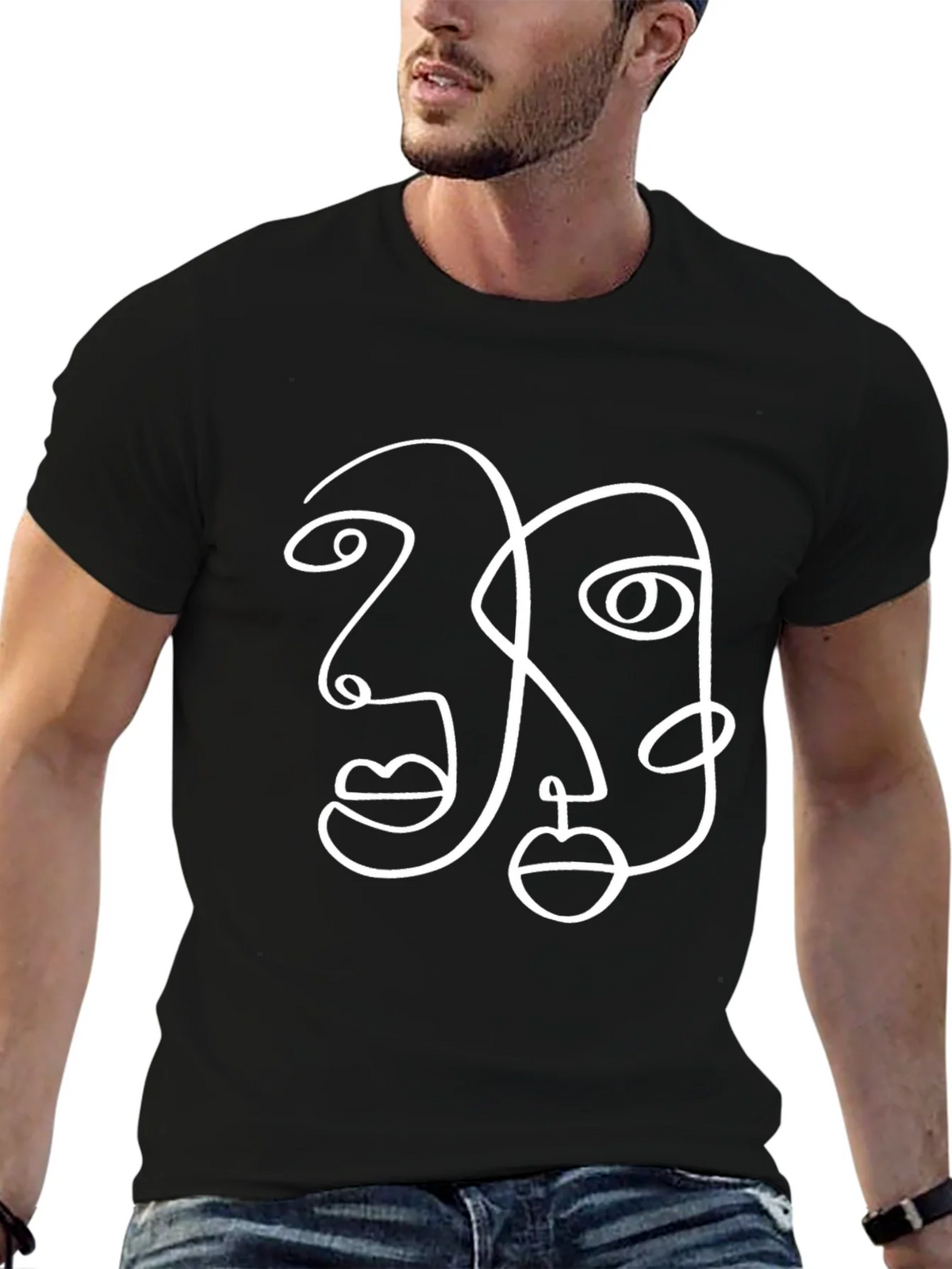 Abstract Face Line Art Graphic Tee product image 6