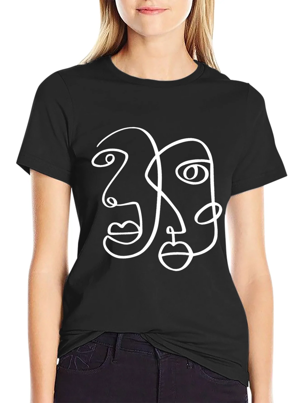 Abstract Face Line Art Graphic Tee product image 2